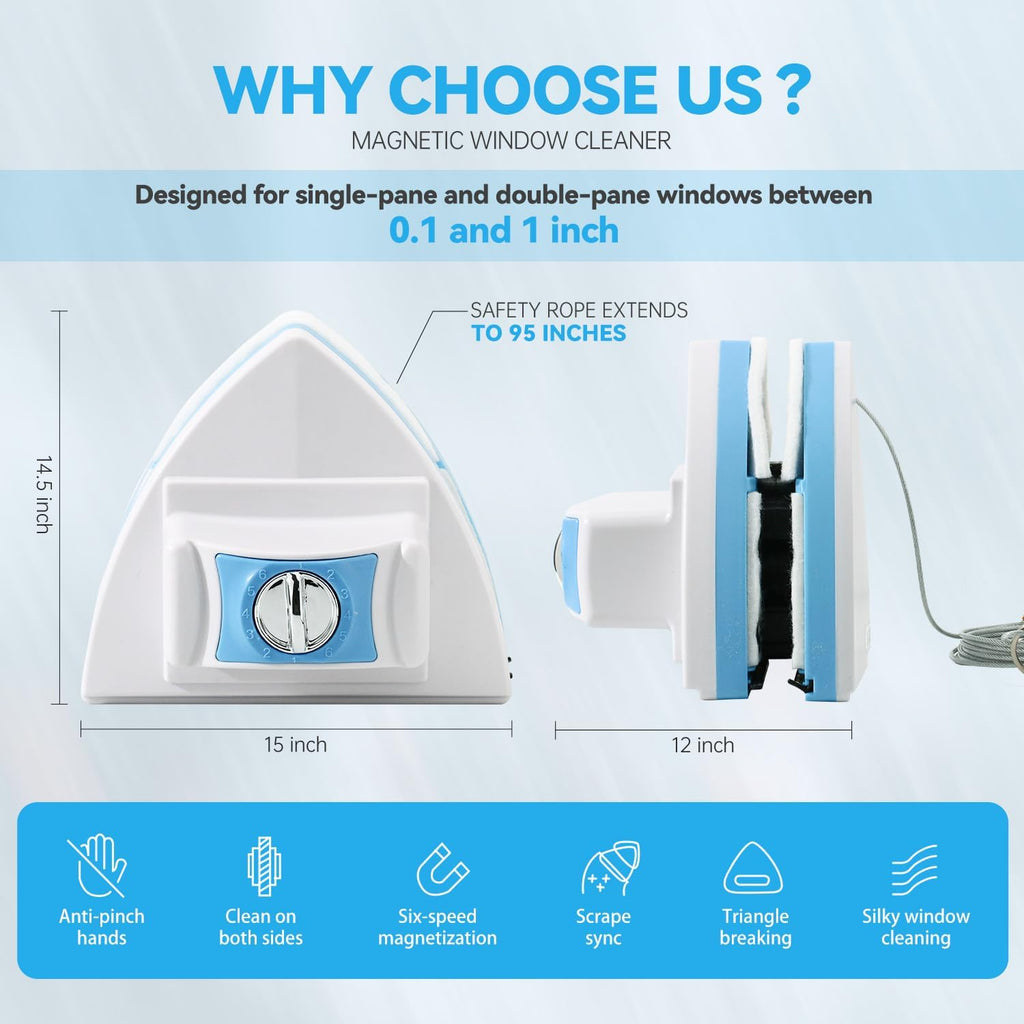 Double-Sided Magnetic Window Cleaner - Adjustable Magnetic Equipment Cleaning Brush Tool