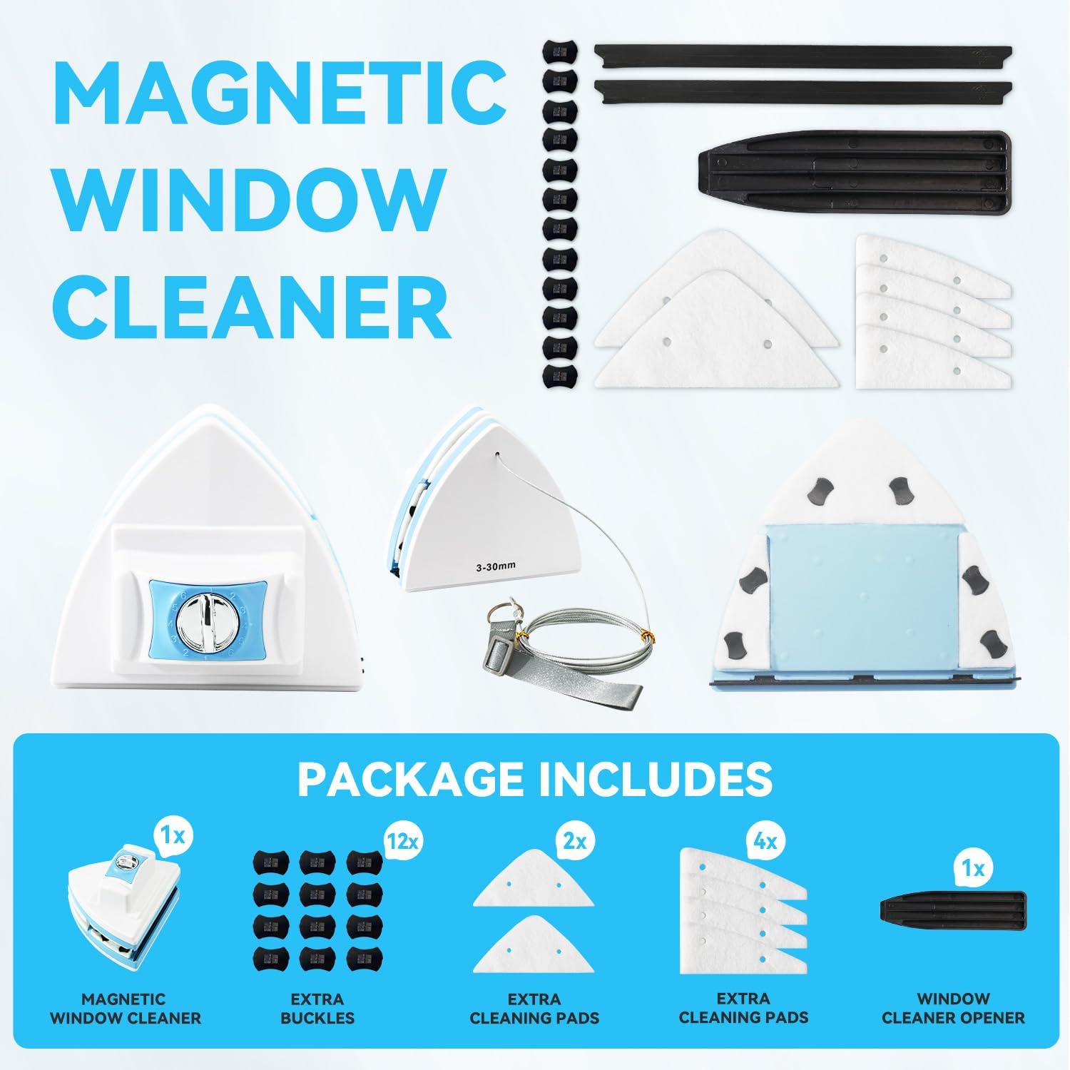Double-Sided Magnetic Window Cleaner - Adjustable Magnetic Equipment Cleaning Brush Tool
