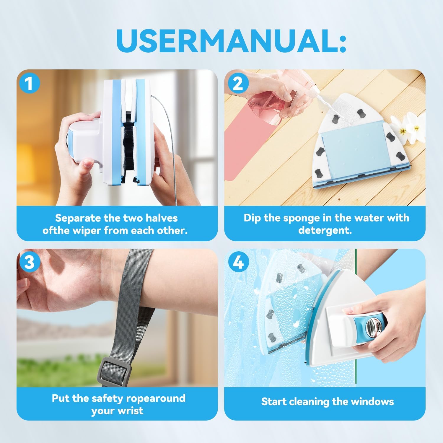 Double-Sided Magnetic Window Cleaner - Adjustable Magnetic Equipment Cleaning Brush Tool