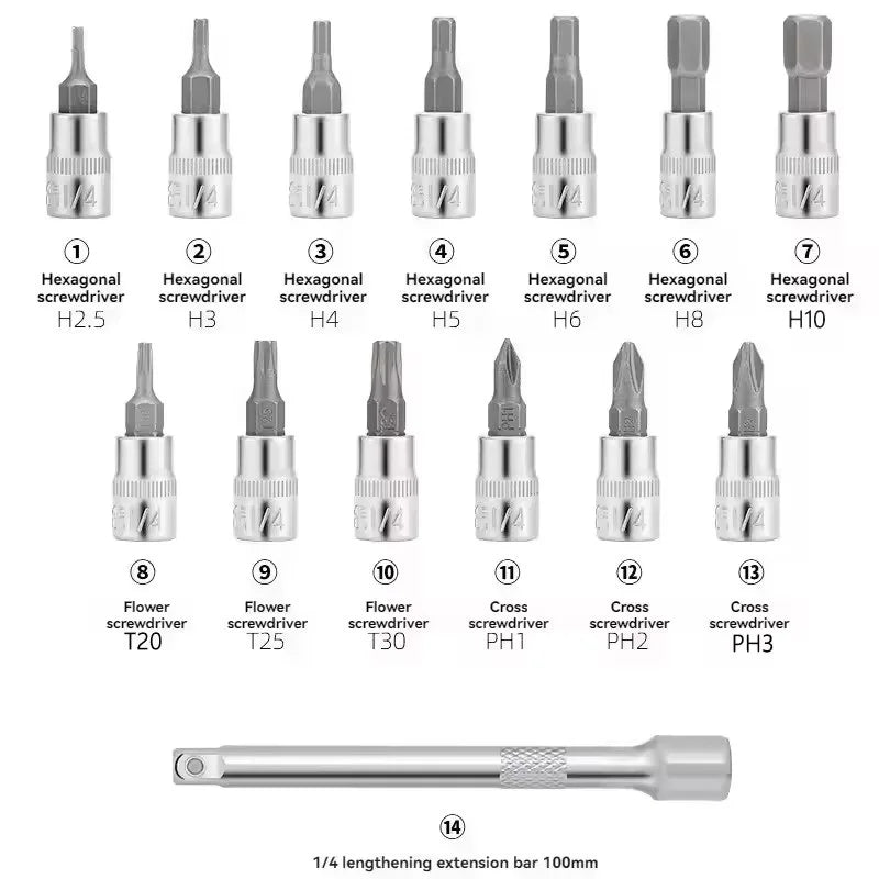 Bike Multitool Torque Wrench Set 1/4