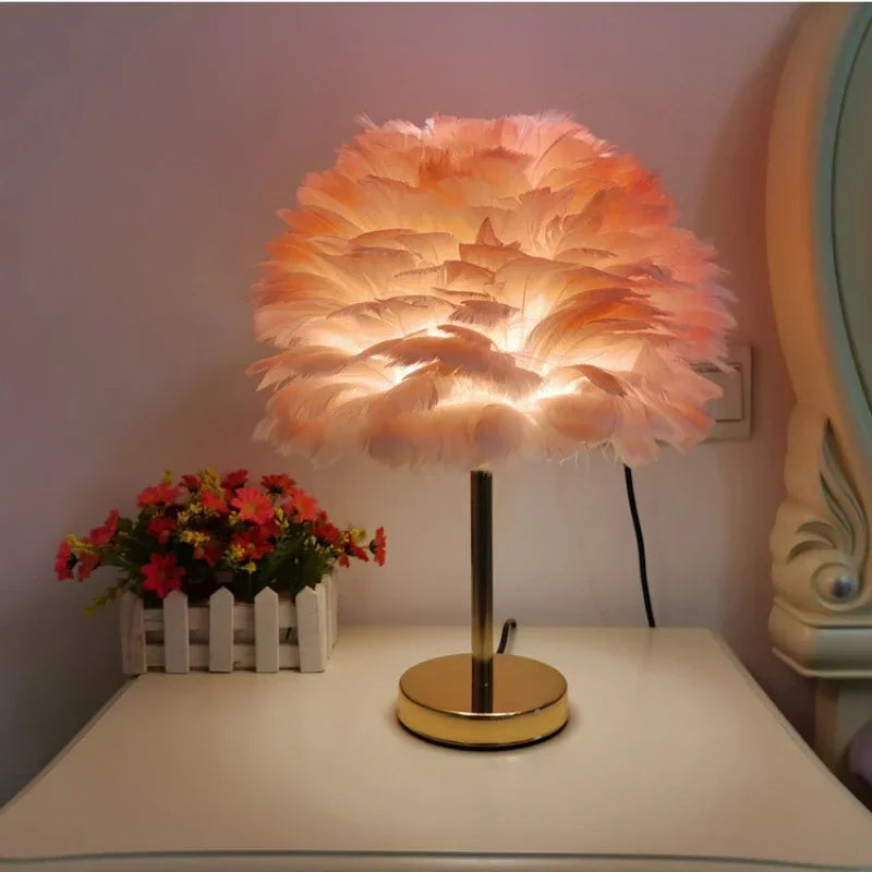 Modern Feather Table Lamp Bedroom Table Lamp