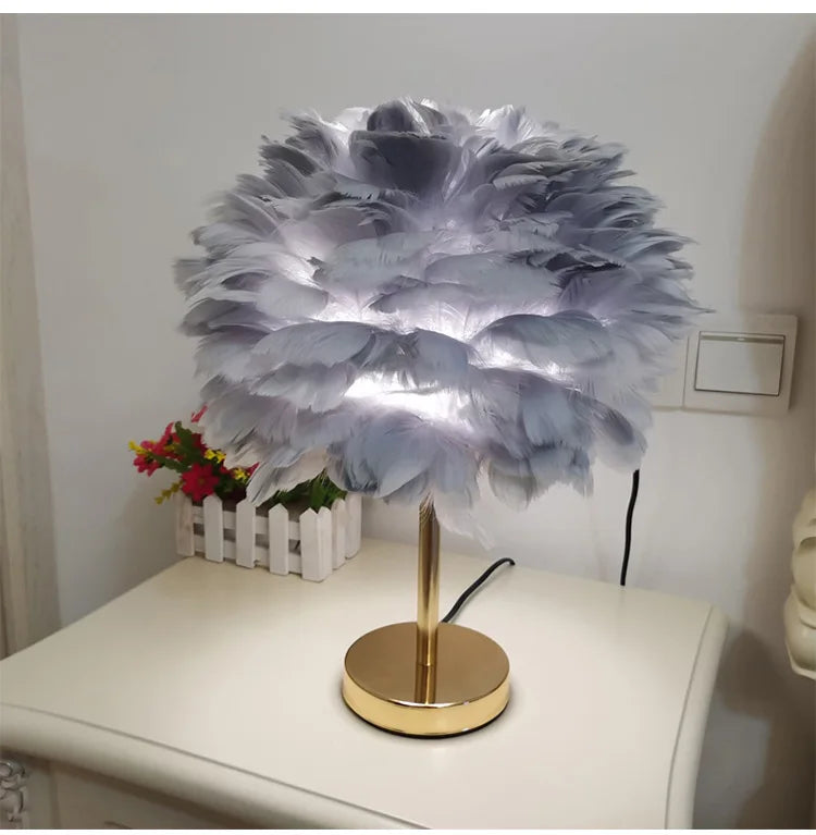 Modern Feather Table Lamp Bedroom Table Lamp