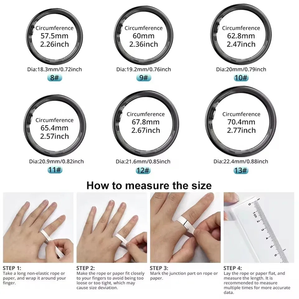 R09 Smart Ring Men Women with Charging Case