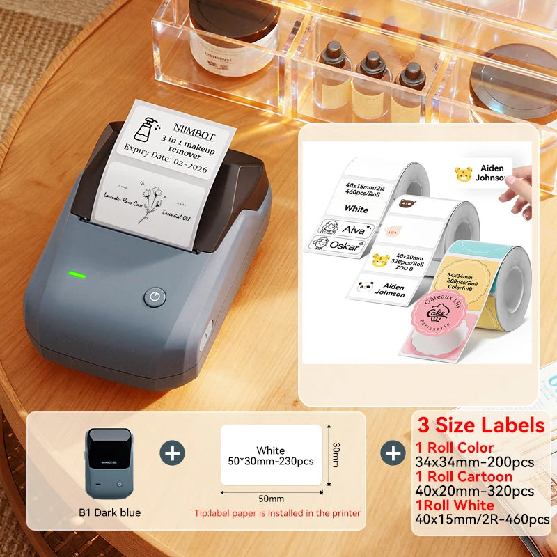 NIIMBOT B1 Portable Thermal Printer With Tapes 2 Inch Adhesive Label