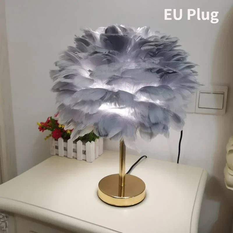 Modern Feather Table Lamp Bedroom Table Lamp