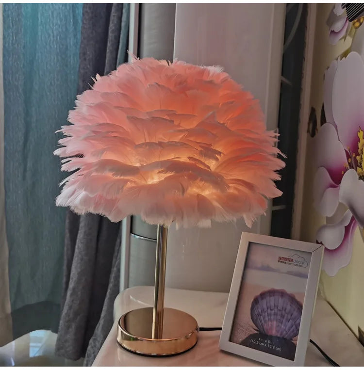 Modern Feather Table Lamp Bedroom Table Lamp