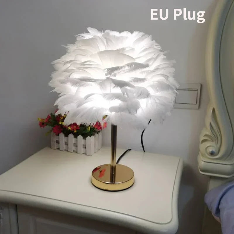 Modern Feather Table Lamp Bedroom Table Lamp