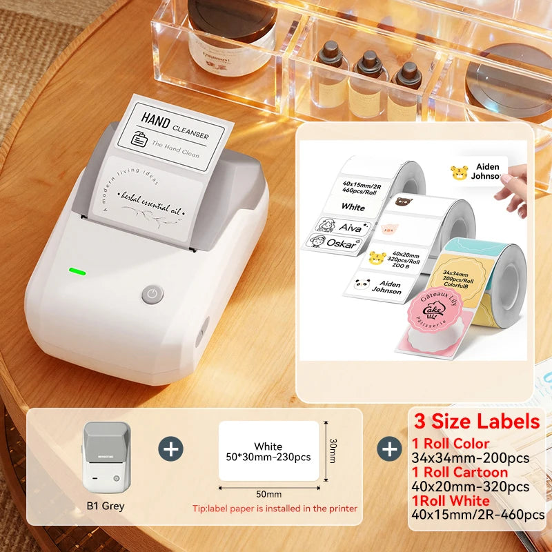 NIIMBOT B1 Portable Thermal Printer With Tapes 2 Inch Adhesive Label