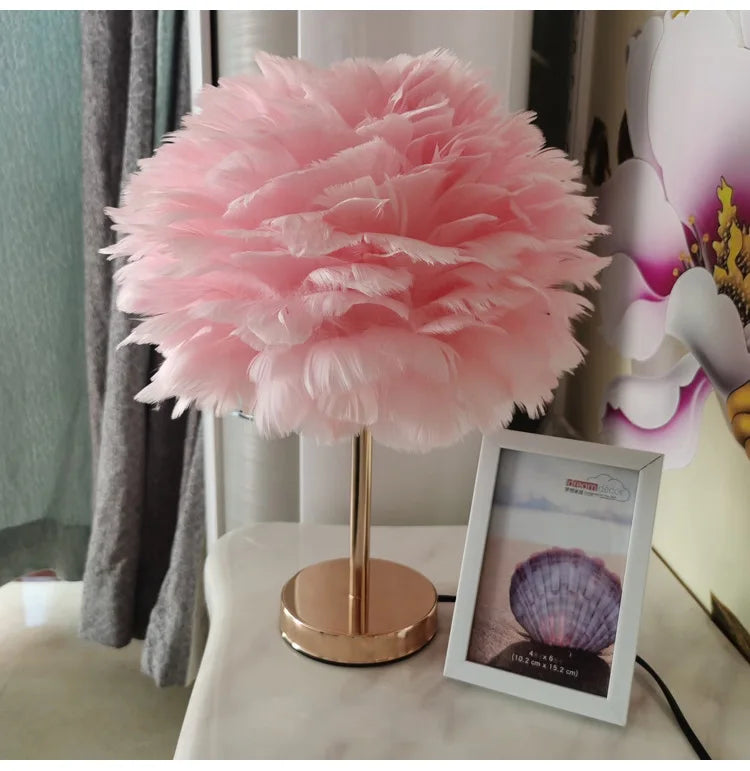 Modern Feather Table Lamp Bedroom Table Lamp