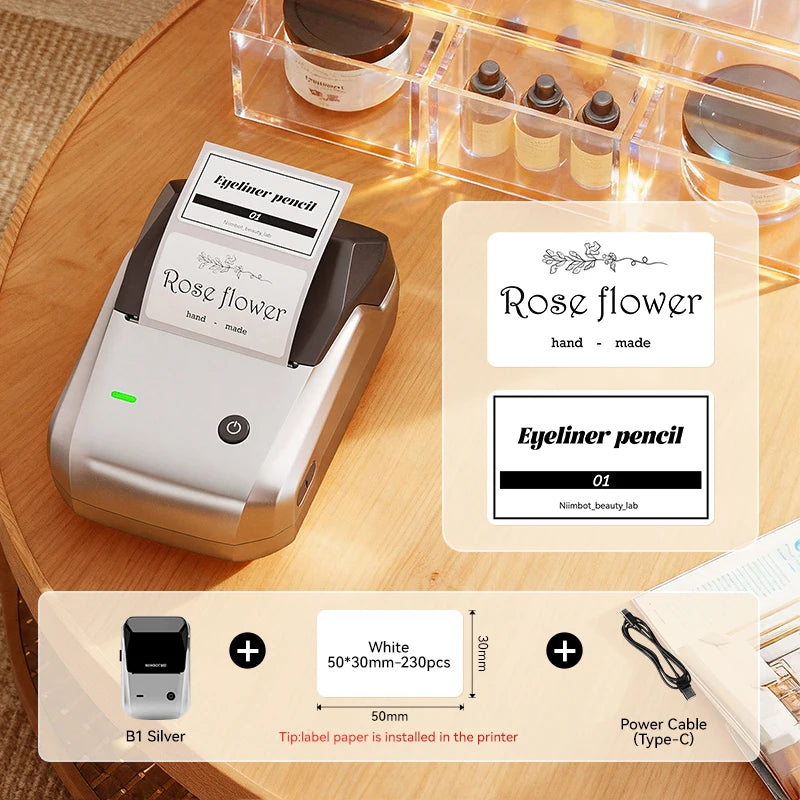 NIIMBOT B1 Portable Thermal Printer With Tapes 2 Inch Adhesive Label