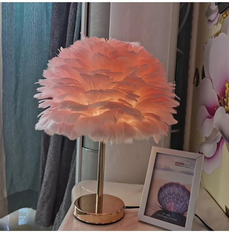 Modern Feather Table Lamp Bedroom Table Lamp