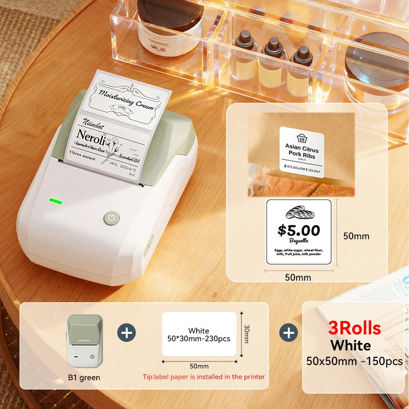 NIIMBOT B1 Portable Thermal Printer With Tapes 2 Inch Adhesive Label