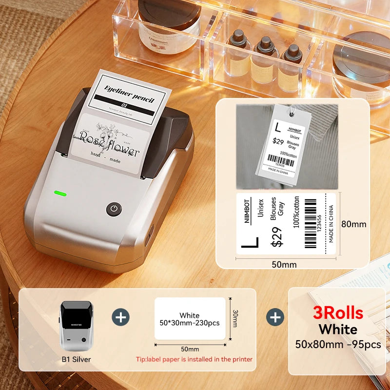 NIIMBOT B1 Portable Thermal Printer With Tapes 2 Inch Adhesive Label