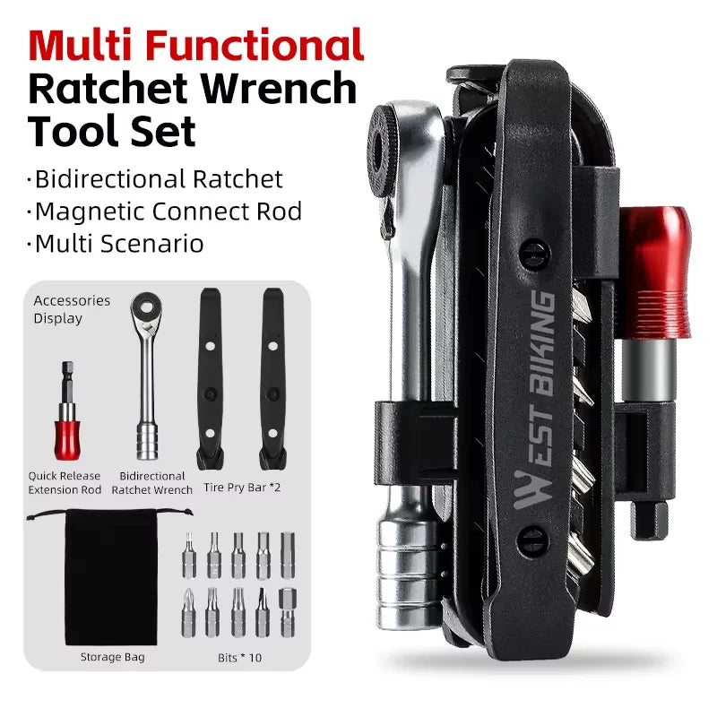 West Biking Bicycle Ratchet Wrench Set Multifunction Bike
