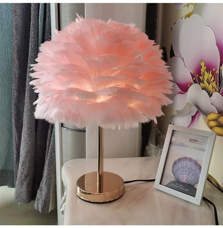 Modern Feather Table Lamp Bedroom Table Lamp
