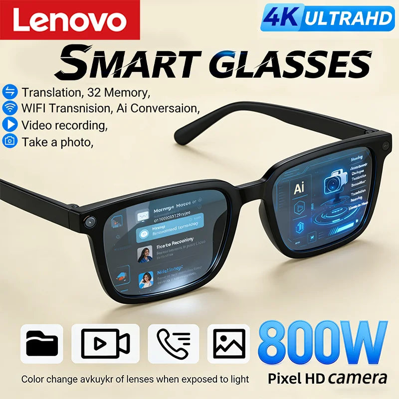 Lenovo AI Smart Glasses HD Camera 4K