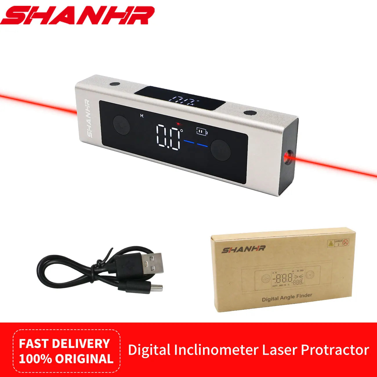 Digital Inclinometer Laser Protractor Type-C