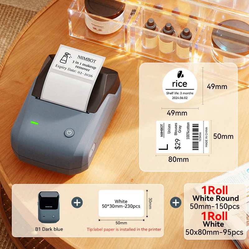 NIIMBOT B1 Portable Thermal Printer With Tapes 2 Inch Adhesive Label