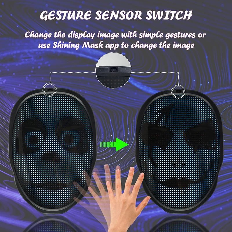 Led Mask with Bluetooth App Control Programmable Face Transforming