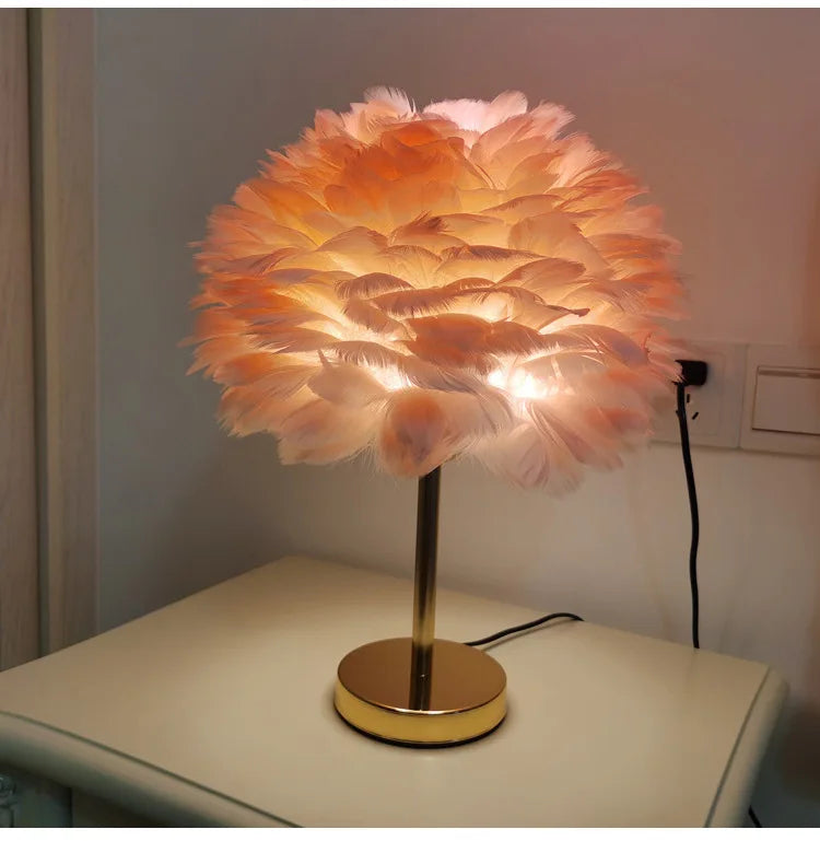 Modern Feather Table Lamp Bedroom Table Lamp