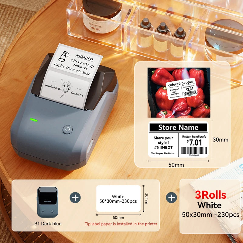 NIIMBOT B1 Portable Thermal Printer With Tapes 2 Inch Adhesive Label