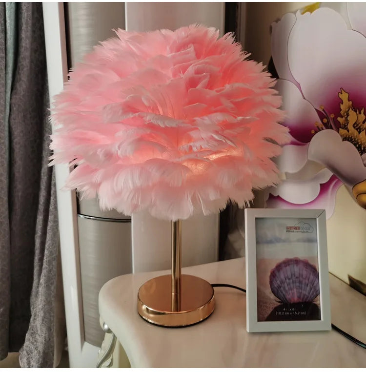 Modern Feather Table Lamp Bedroom Table Lamp